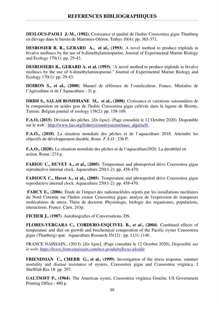 Etude des performances de croissance de l\'huître Crassostrea gigas (THUNBERG, 1793) triploïde de l\'élevage Cultures Marines (Tipaza):
