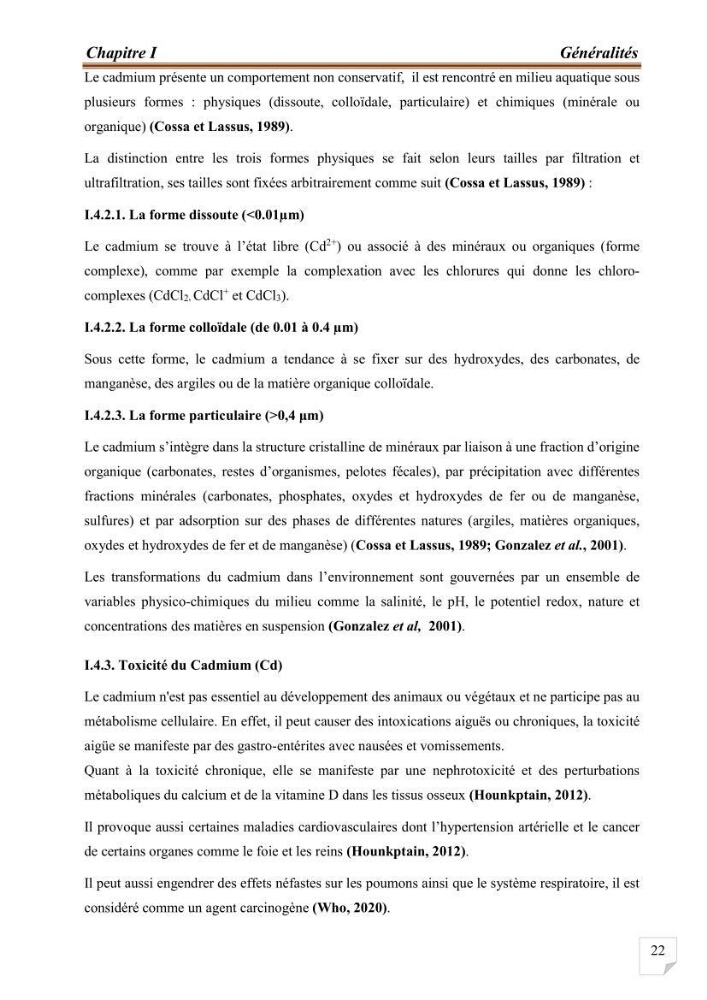 Evaluation de l’activité du Polonium-210 et niveaux des éléments de trace métalliques (Hg, Pb et Cd) dans le biote (Poissons comestibles et fruits de mer), risque sur la santé de l’homme