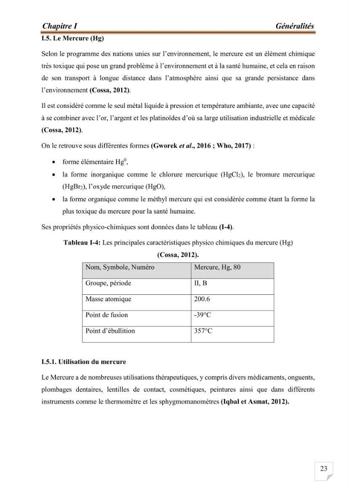 Evaluation de l’activité du Polonium-210 et niveaux des éléments de trace métalliques (Hg, Pb et Cd) dans le biote (Poissons comestibles et fruits de mer), risque sur la santé de l’homme