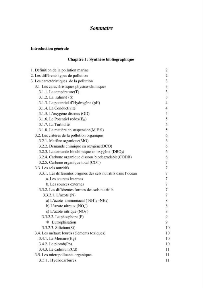Détermination de l\'influence des rejets des eaux usées brutes sur la qualité bactériologique et physicochimique des eaux de mer. Cas d\'el katter (aproximité de port de cherchell, wilaya de Tipaza