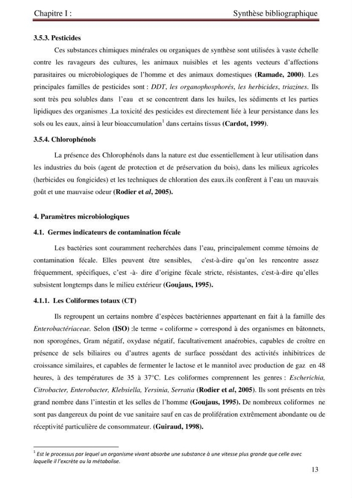 Détermination de l\'influence des rejets des eaux usées brutes sur la qualité bactériologique et physicochimique des eaux de mer. Cas d\'el katter (aproximité de port de cherchell, wilaya de Tipaza