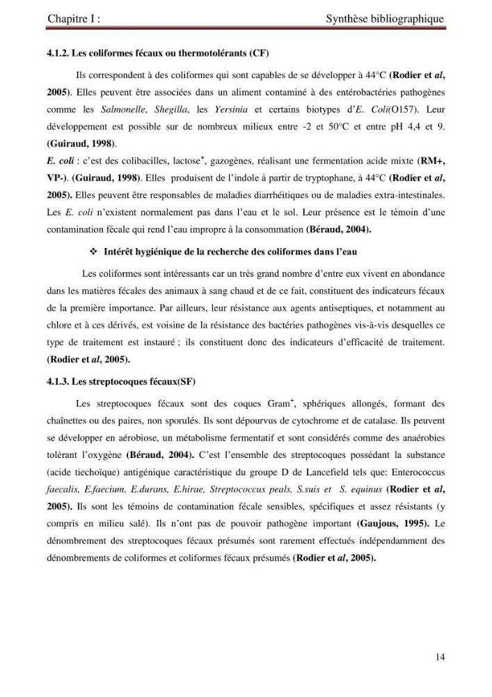 Détermination de l\'influence des rejets des eaux usées brutes sur la qualité bactériologique et physicochimique des eaux de mer. Cas d\'el katter (aproximité de port de cherchell, wilaya de Tipaza