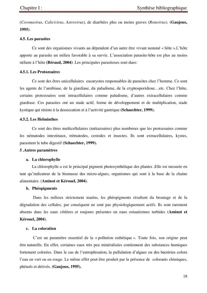 Détermination de l\'influence des rejets des eaux usées brutes sur la qualité bactériologique et physicochimique des eaux de mer. Cas d\'el katter (aproximité de port de cherchell, wilaya de Tipaza
