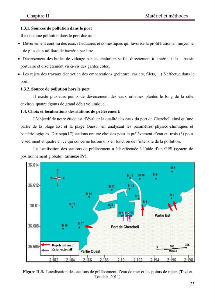 Détermination de l\'influence des rejets des eaux usées brutes sur la qualité bactériologique et physicochimique des eaux de mer. Cas d\'el katter (aproximité de port de cherchell, wilaya de Tipaza