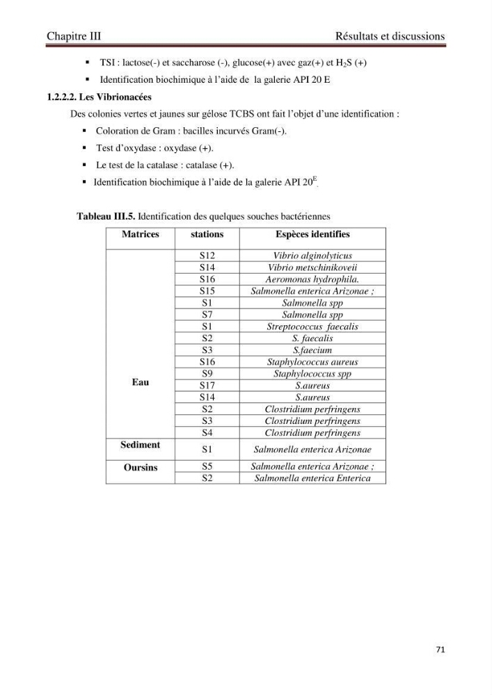 Détermination de l\'influence des rejets des eaux usées brutes sur la qualité bactériologique et physicochimique des eaux de mer. Cas d\'el katter (aproximité de port de cherchell, wilaya de Tipaza