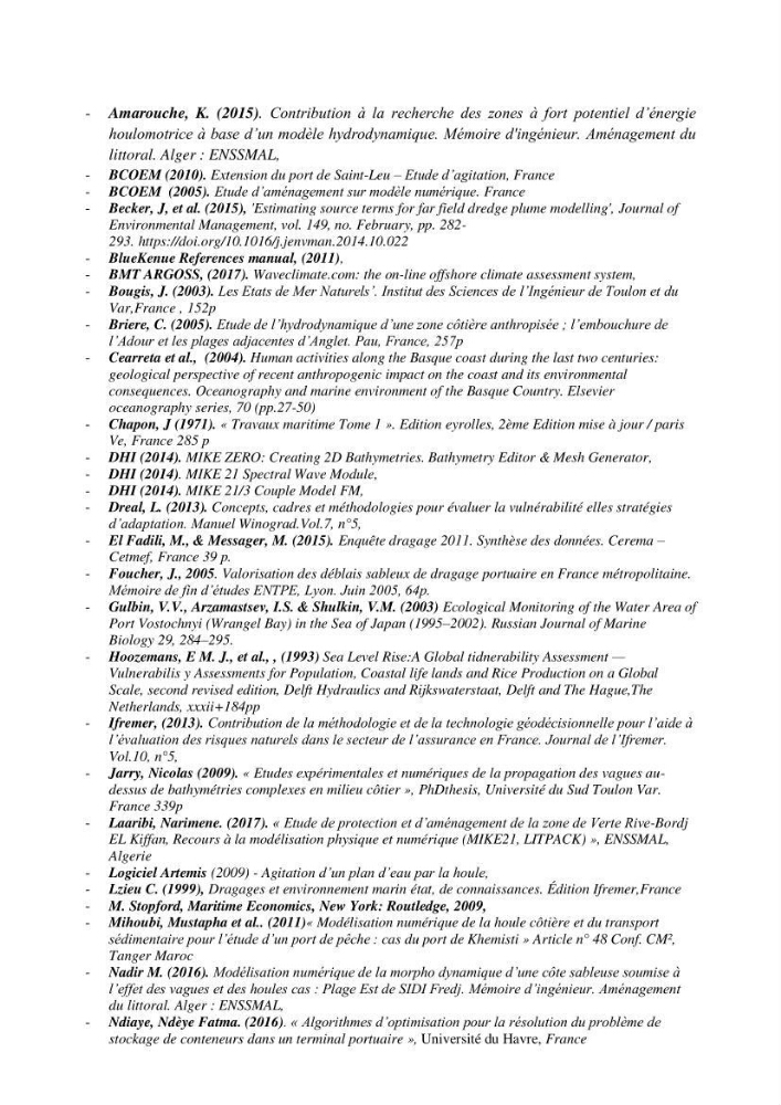 Etude hydrodynamique et d\'agitation portuaire: cas du port d\'Alger