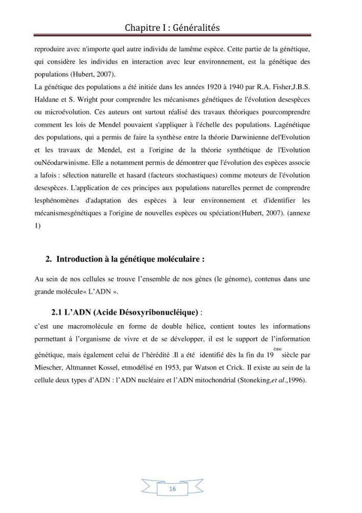 Recherche bibliographique sur les techniques de génétique moléculaire et leurs applications dans l\'identification des especes de poissons