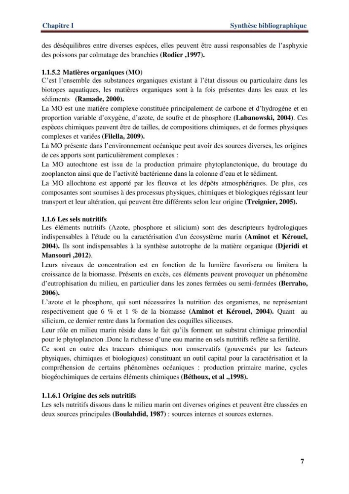 Les paramètres physico-chimiques de l\'eau de mer et de sédiment de la plage ouest de Sidi-Fredj: