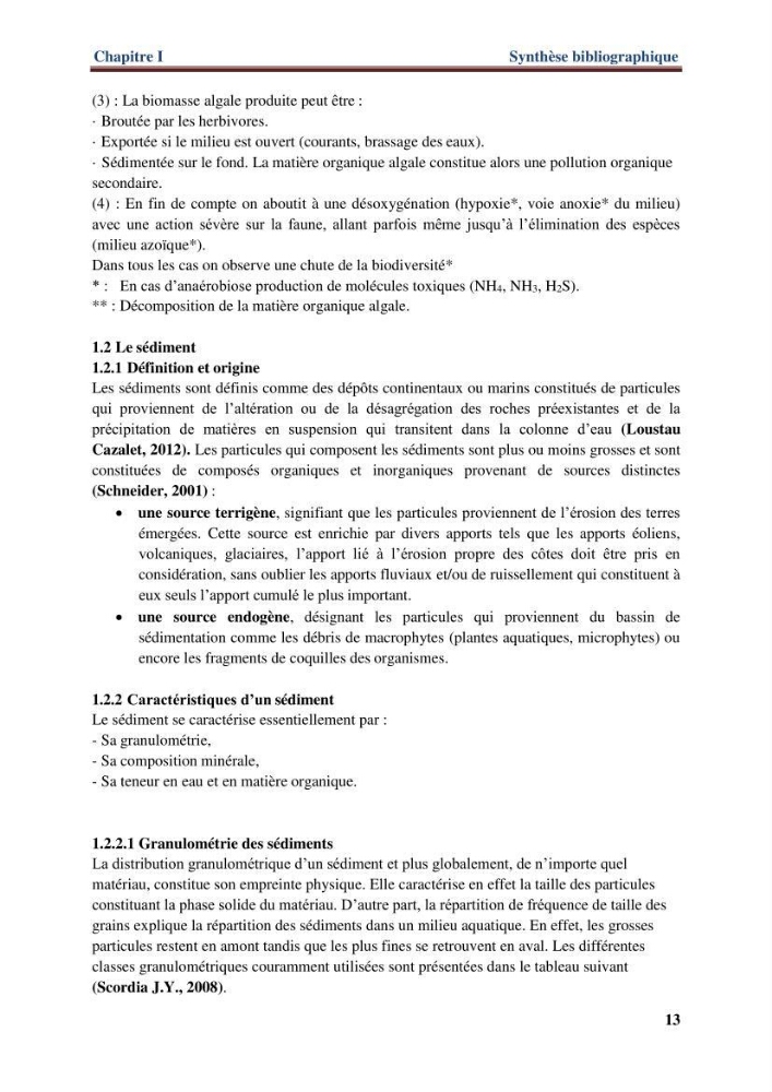 Les paramètres physico-chimiques de l\'eau de mer et de sédiment de la plage ouest de Sidi-Fredj: