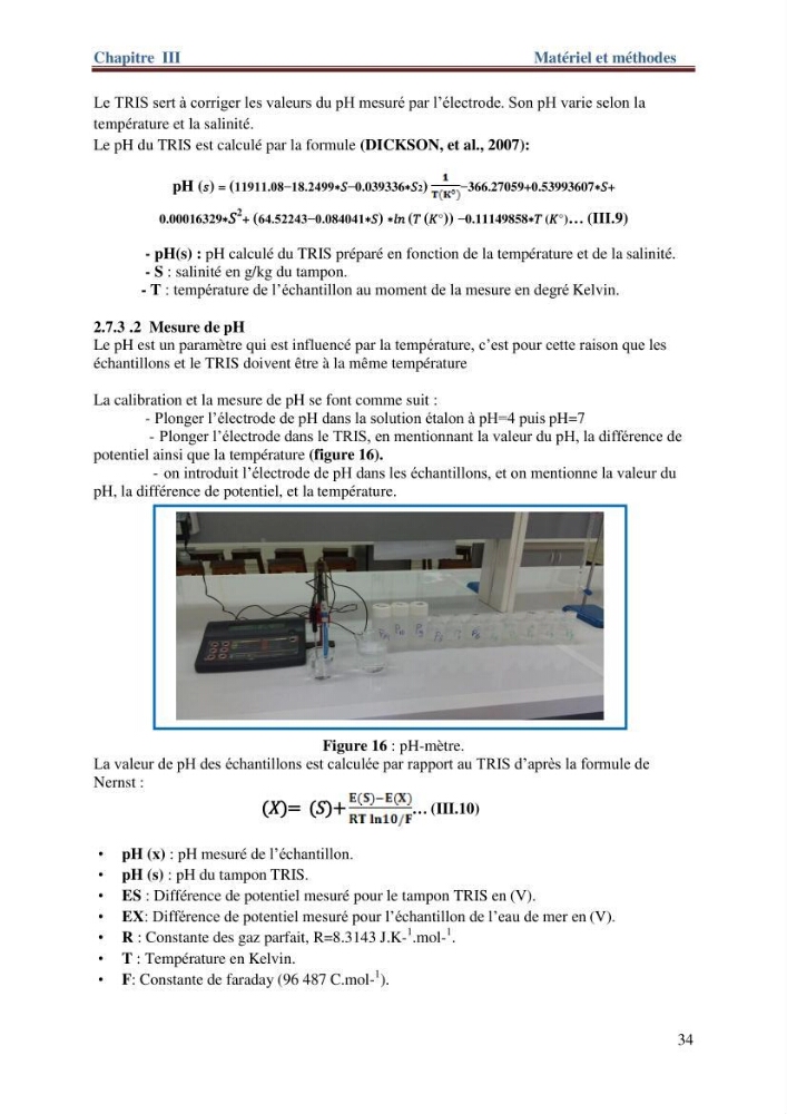 Les paramètres physico-chimiques de l\'eau de mer et de sédiment de la plage ouest de Sidi-Fredj:
