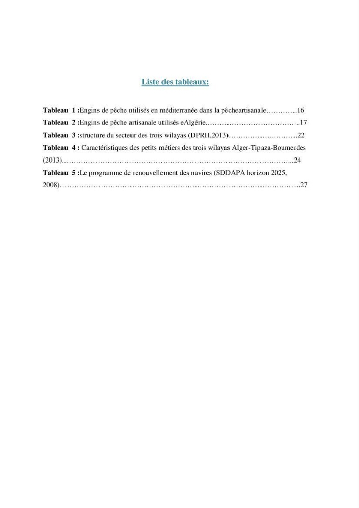 Analyse de l\'évolution de la flottille de pêche artisanale aux petits métiers du secteur centre algerien (Alger, Tipaza et Boumerdes).:
