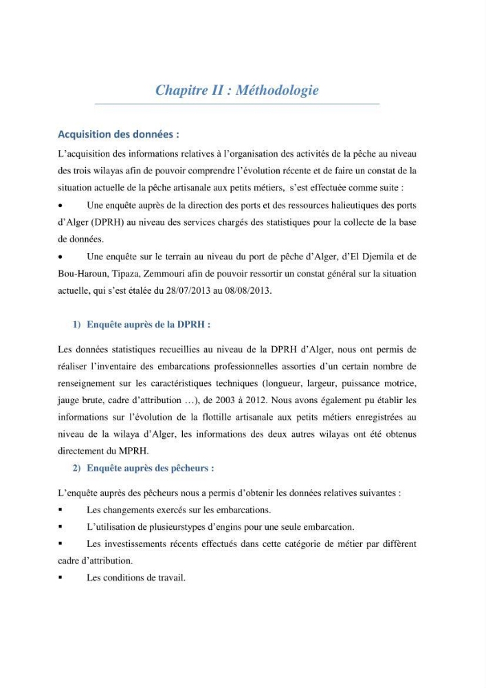 Analyse de l\'évolution de la flottille de pêche artisanale aux petits métiers du secteur centre algerien (Alger, Tipaza et Boumerdes).: