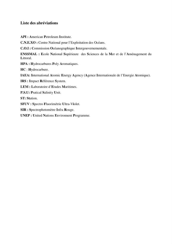 Evaluation de la pollution marine par les hydrocarbures dans le port d\'Alger