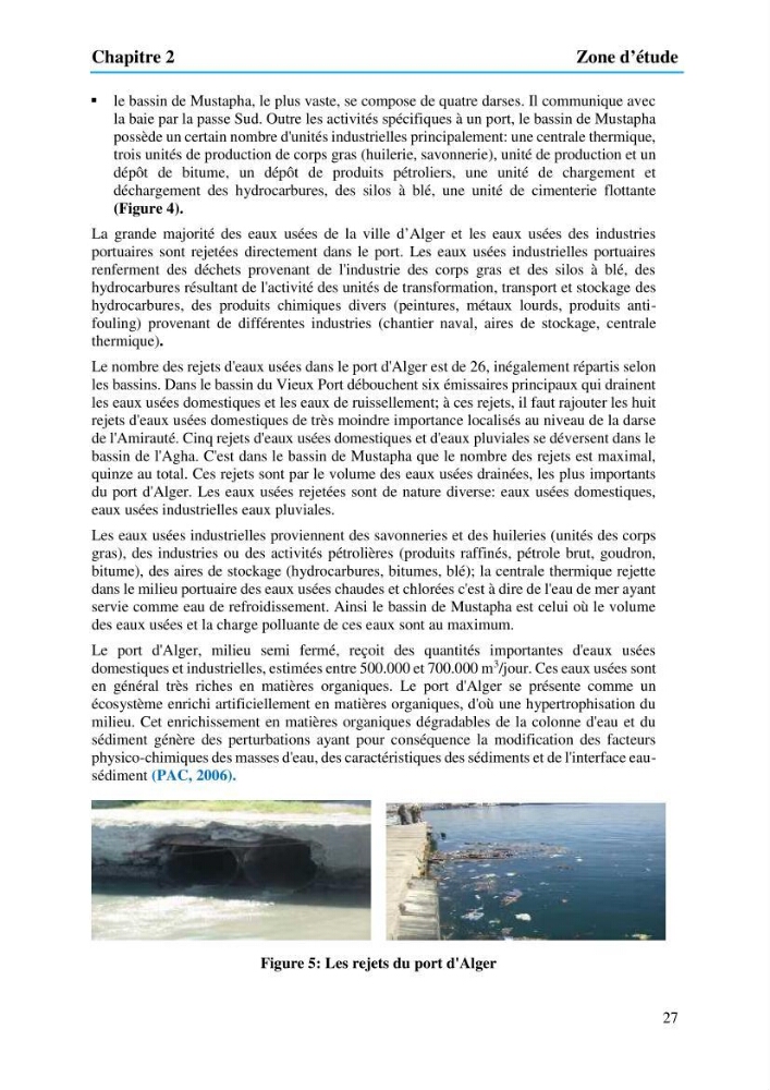Evaluation de la pollution marine par les hydrocarbures dans le port d\'Alger