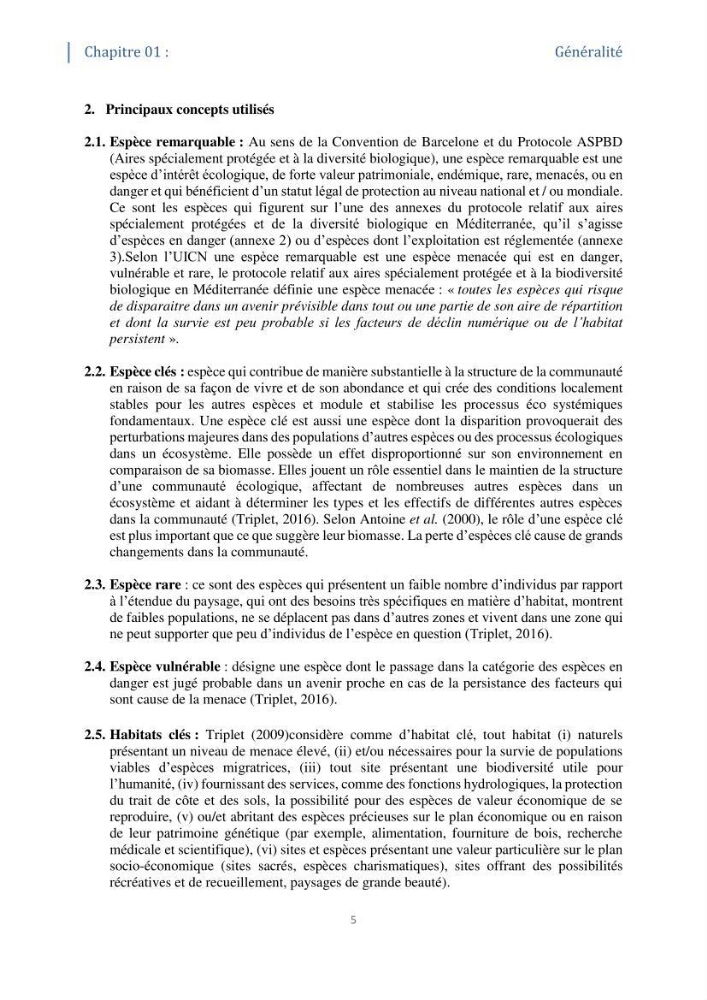 Tester les critères établis par l’UICN concernant les zones clés pour la biodiversité sur quelques habitats remarquables des côtes Algériennes: