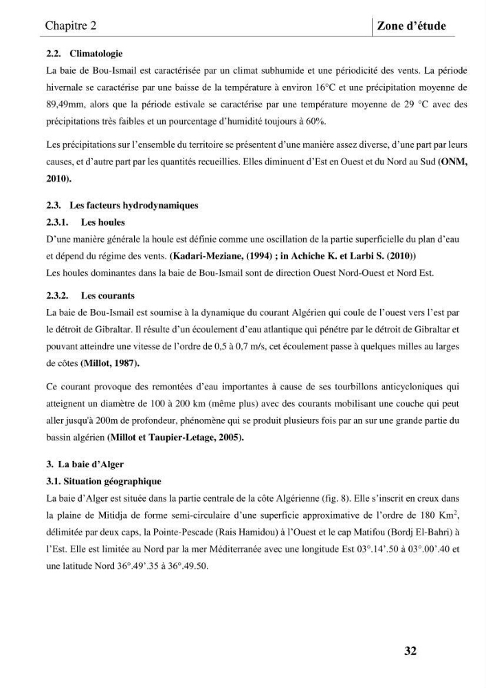 Les conditions physicochimiques au large des côtes centrales algériennes: contribution à l’étude des structures hydrologiques