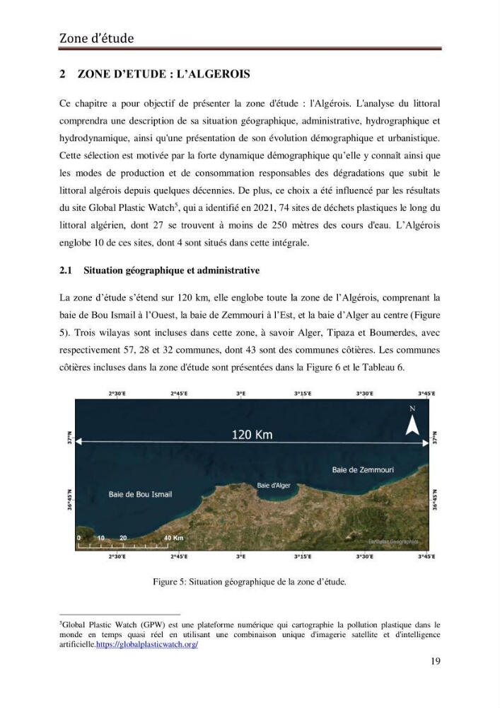 Contribution à la détection et à la gestion de la pollution plastique dans les eaux côtières de l’Algérois via des techniques de Télédétection Spatiale