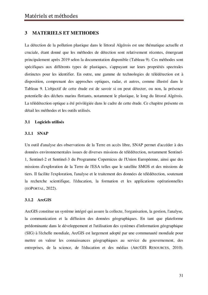 Contribution à la détection et à la gestion de la pollution plastique dans les eaux côtières de l’Algérois via des techniques de Télédétection Spatiale