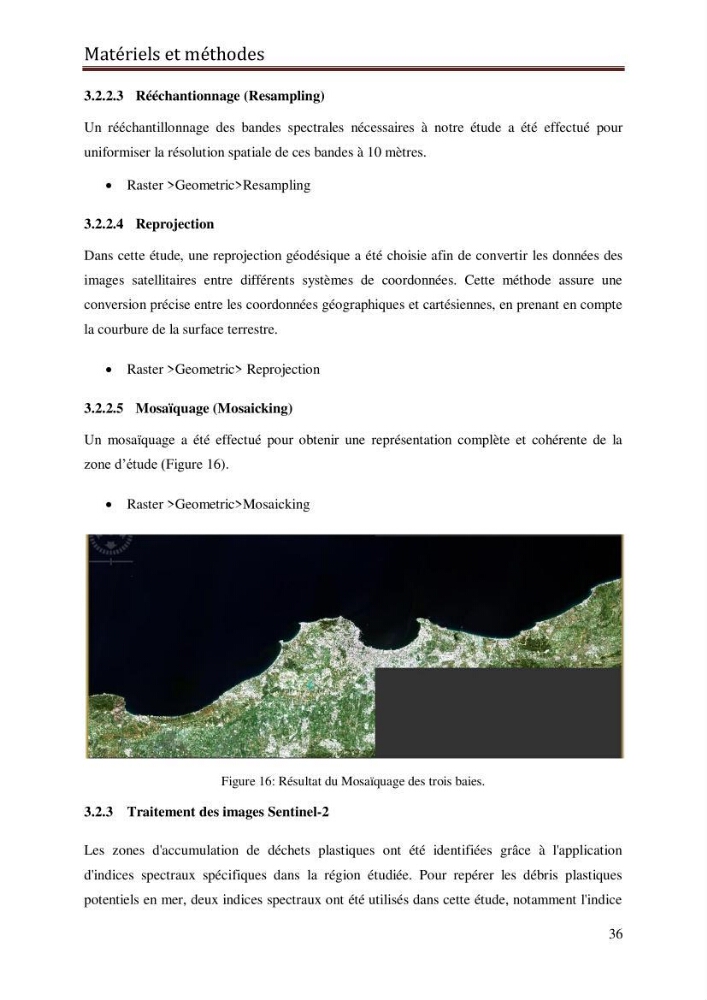 Contribution à la détection et à la gestion de la pollution plastique dans les eaux côtières de l’Algérois via des techniques de Télédétection Spatiale