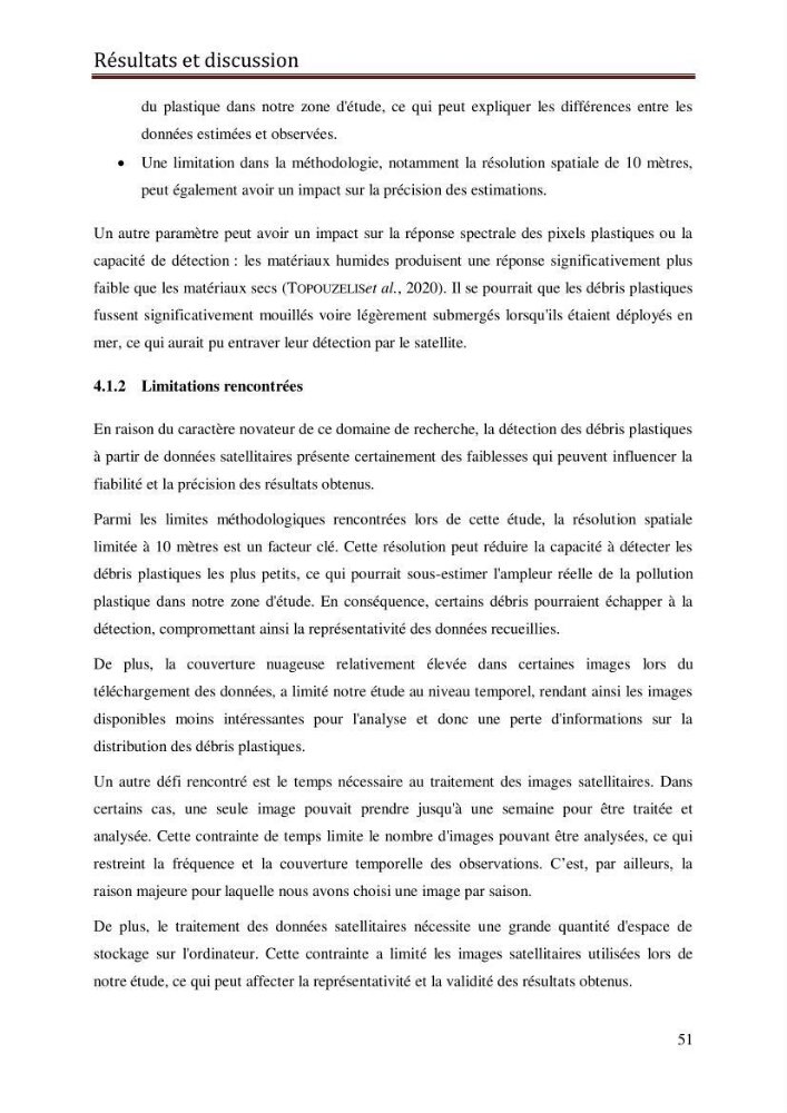 Contribution à la détection et à la gestion de la pollution plastique dans les eaux côtières de l’Algérois via des techniques de Télédétection Spatiale