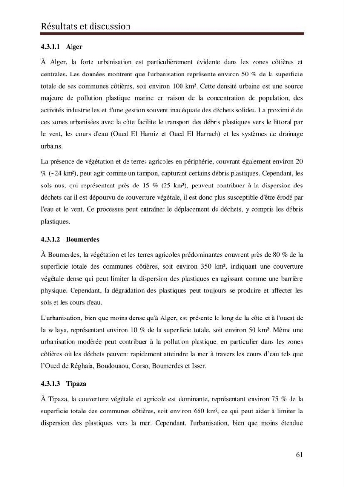 Contribution à la détection et à la gestion de la pollution plastique dans les eaux côtières de l’Algérois via des techniques de Télédétection Spatiale