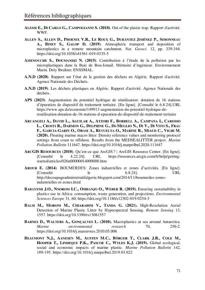 Contribution à la détection et à la gestion de la pollution plastique dans les eaux côtières de l’Algérois via des techniques de Télédétection Spatiale