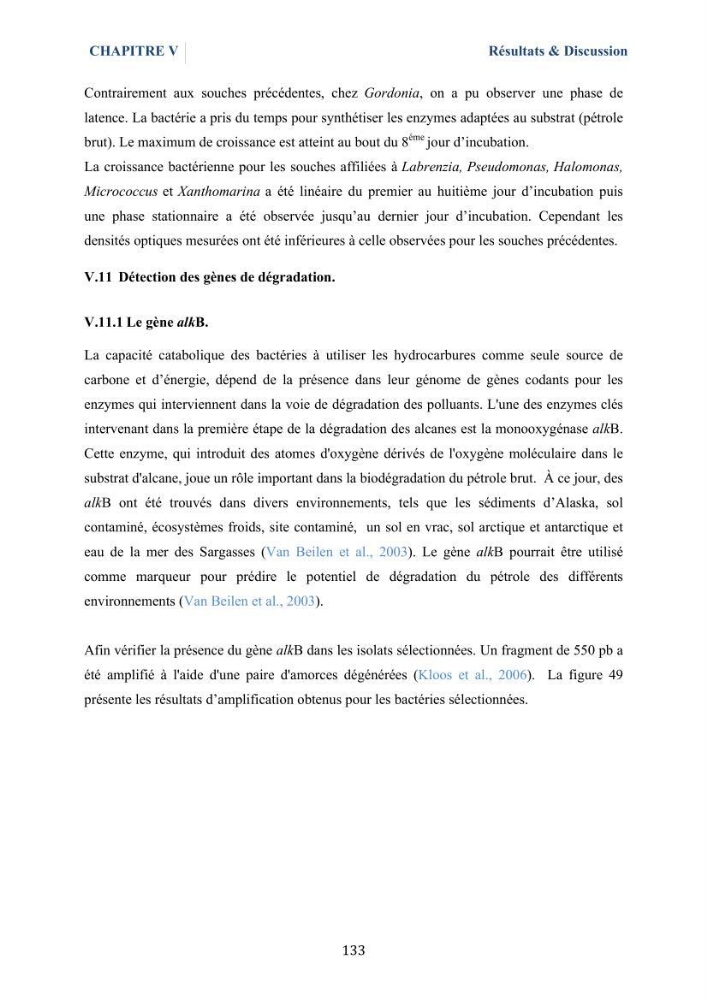Isolement et caractérisation des bactéries marines dégradant les différentes fractions du pétrole : cas d’étude : port de Sidi Fredj