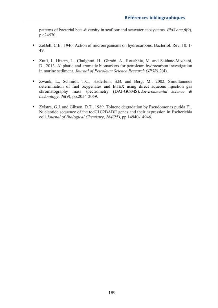 Isolement et caractérisation des bactéries marines dégradant les différentes fractions du pétrole : cas d’étude : port de Sidi Fredj