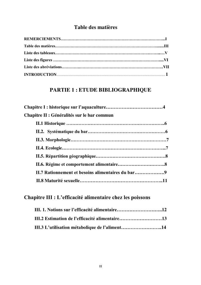 Contribution au rationnement alimentaire du loup de mer Dicentrachus labrax (Linnaeus, 1758) Cas de l’élevage biologique de la station Provence Aquaculture (Marseille _ France)