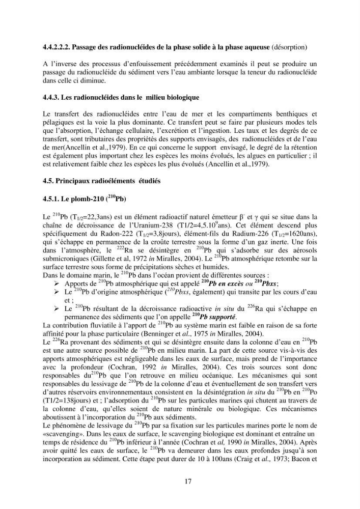 Etude de la pollution et de la géochimie par les métaux traces et les radioéléments dans les sédiments de la baie d\'Alger