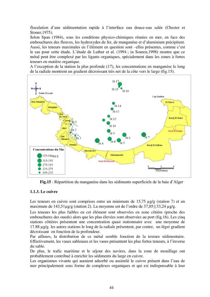 Etude de la pollution et de la géochimie par les métaux traces et les radioéléments dans les sédiments de la baie d\'Alger