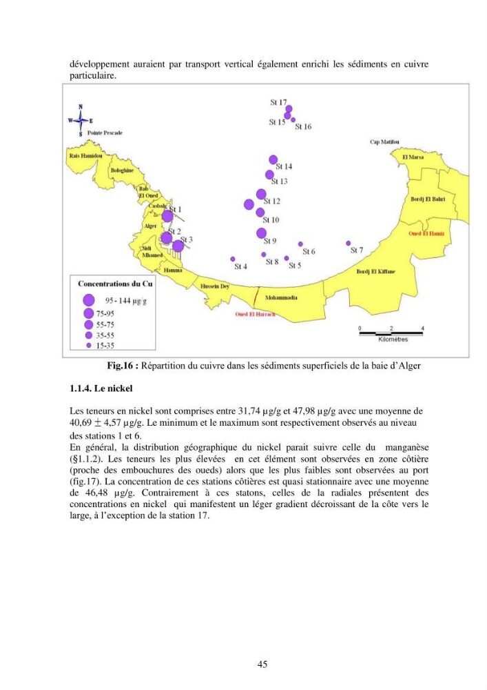 Etude de la pollution et de la géochimie par les métaux traces et les radioéléments dans les sédiments de la baie d\'Alger