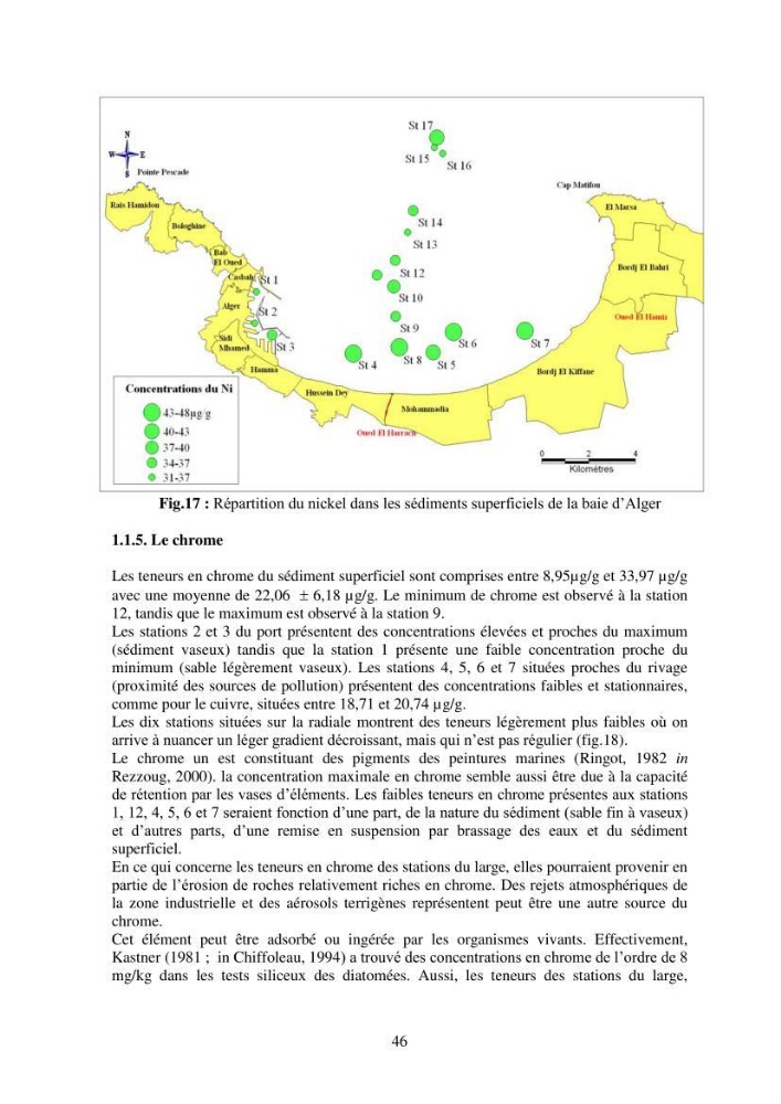 Etude de la pollution et de la géochimie par les métaux traces et les radioéléments dans les sédiments de la baie d\'Alger