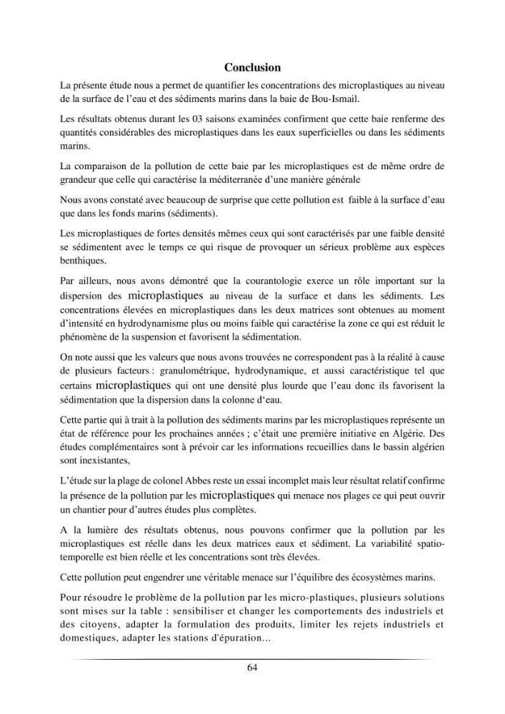 L’effet de l’hydrodynamisme sur la quantification des Microplastiques en mer