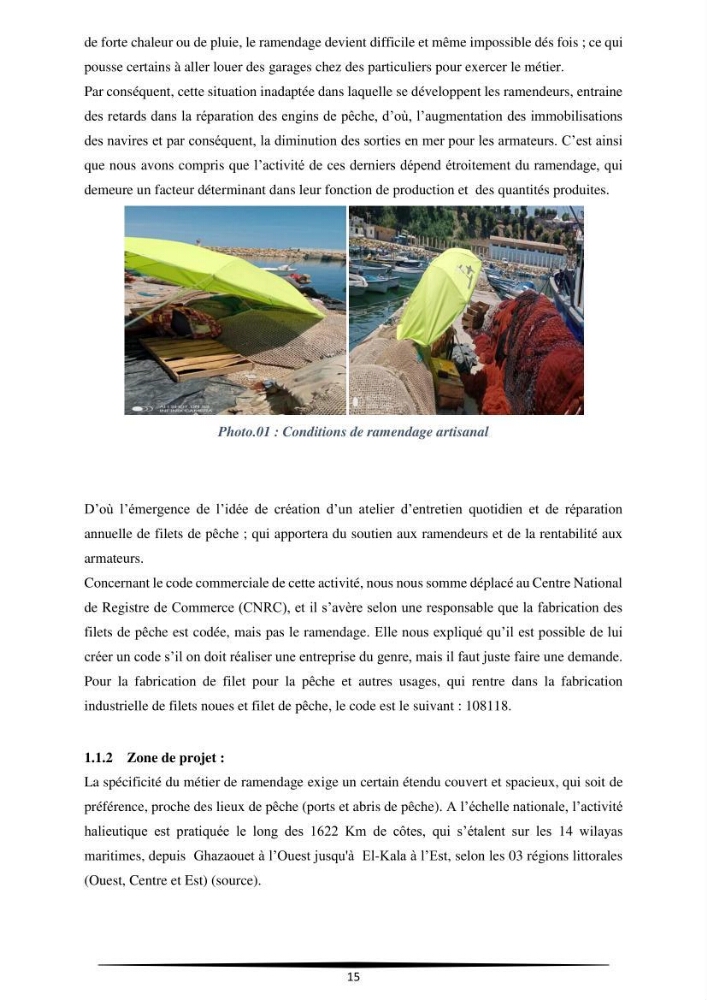 Contribution à l\'application d\'un outil managérial pour la création d\'une entreprise de pêche projet de création d\'un atelier de ramendage