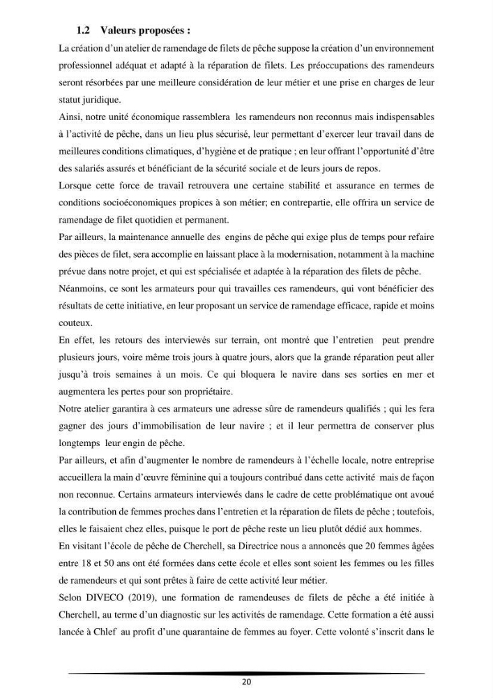 Contribution à l\'application d\'un outil managérial pour la création d\'une entreprise de pêche projet de création d\'un atelier de ramendage