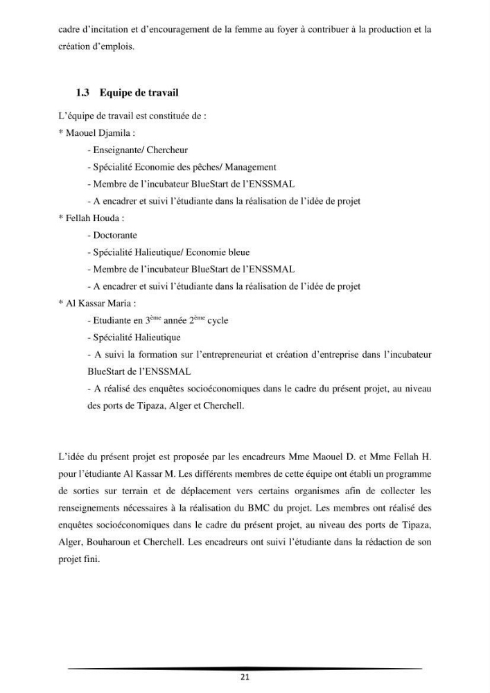 Contribution à l\'application d\'un outil managérial pour la création d\'une entreprise de pêche projet de création d\'un atelier de ramendage