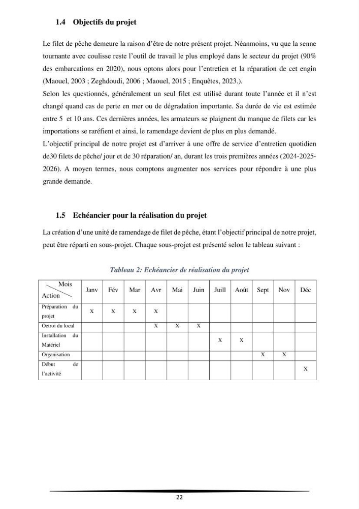 Contribution à l\'application d\'un outil managérial pour la création d\'une entreprise de pêche projet de création d\'un atelier de ramendage
