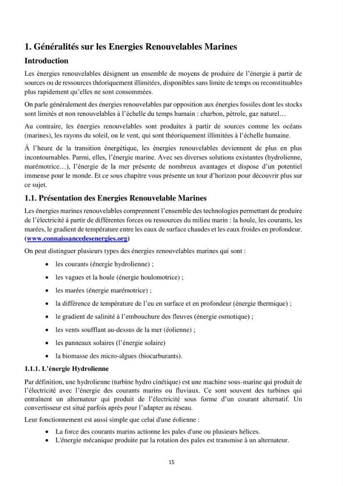 Exploitation des énergies renouvelables marines au niveau du littoral centre algérien