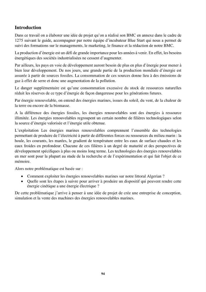 Exploitation des énergies renouvelables marines au niveau du littoral centre algérien