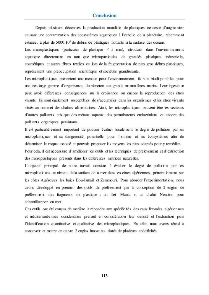 Etude de l\'évaluation quantitative et qualitative des microplastiques sur les côtes algériennes
