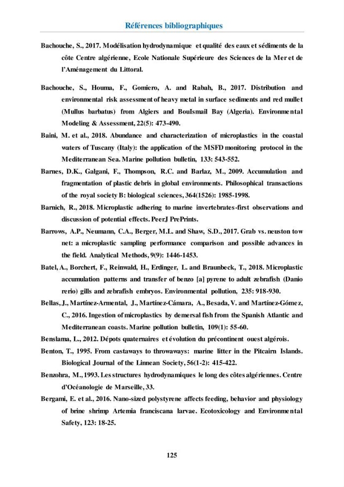 Etude de l\'évaluation quantitative et qualitative des microplastiques sur les côtes algériennes