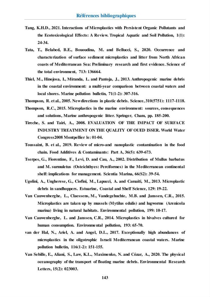 Etude de l\'évaluation quantitative et qualitative des microplastiques sur les côtes algériennes