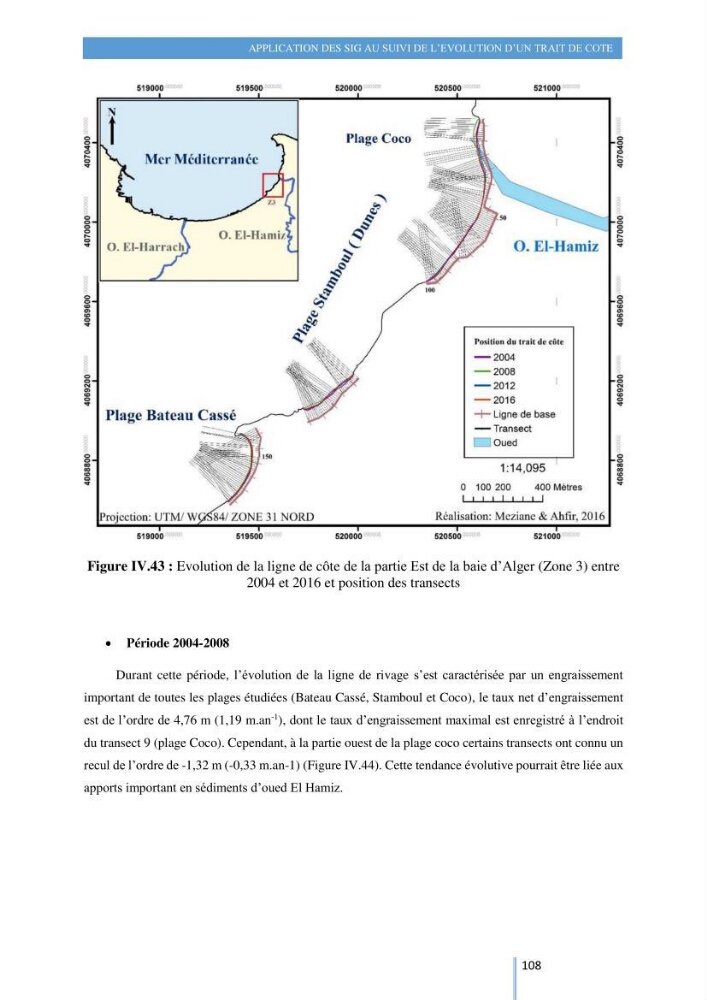 Modelisation numérique de la cinématique du trait de côte et la dynamique sédimentaire des plages sableuses (qOran, Bou-Ismail,Alger, Bejaia et Skikda)