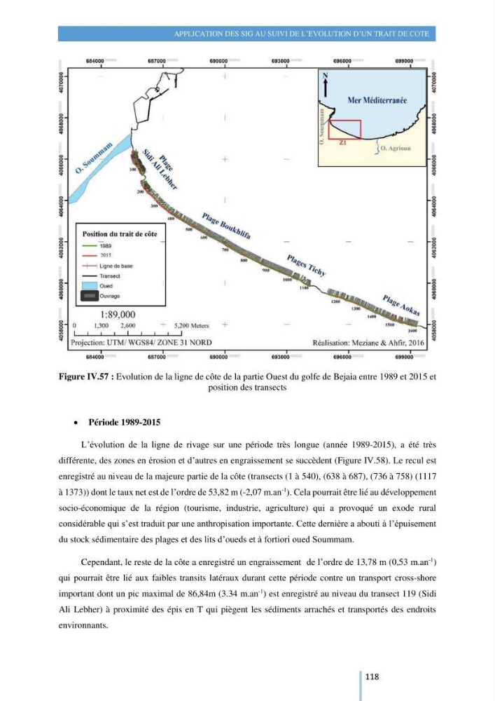 Modelisation numérique de la cinématique du trait de côte et la dynamique sédimentaire des plages sableuses (qOran, Bou-Ismail,Alger, Bejaia et Skikda)
