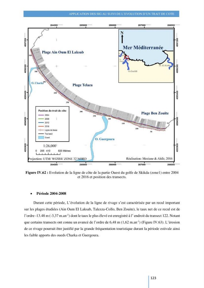 Modelisation numérique de la cinématique du trait de côte et la dynamique sédimentaire des plages sableuses (qOran, Bou-Ismail,Alger, Bejaia et Skikda)