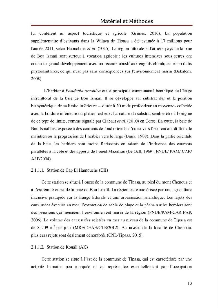 Evaluation de l’état écologique des eaux côtières algéroises par l’utilisation d’un indice algéroises par l’utilisation d’un indice