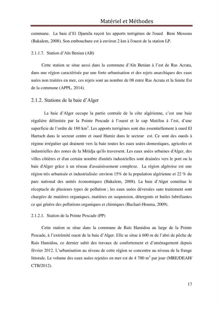 Evaluation de l’état écologique des eaux côtières algéroises par l’utilisation d’un indice algéroises par l’utilisation d’un indice