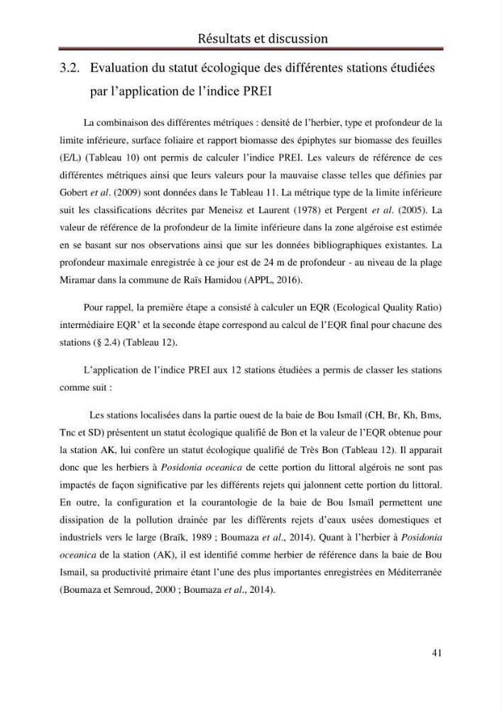 Evaluation de l’état écologique des eaux côtières algéroises par l’utilisation d’un indice algéroises par l’utilisation d’un indice