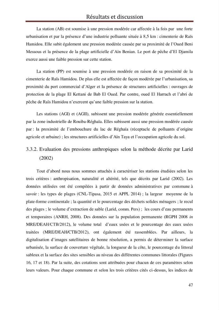 Evaluation de l’état écologique des eaux côtières algéroises par l’utilisation d’un indice algéroises par l’utilisation d’un indice